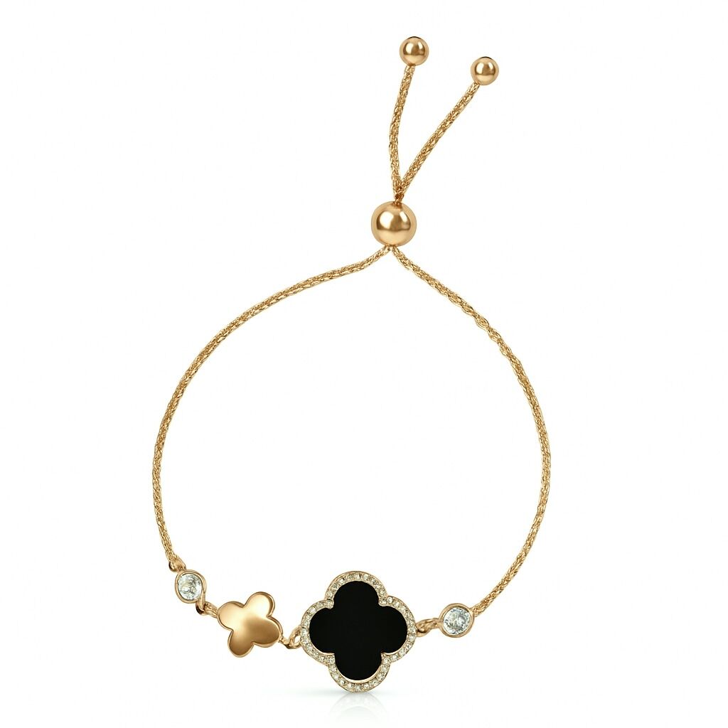 Vionne Yonca Bileklik Gold/Siyah
