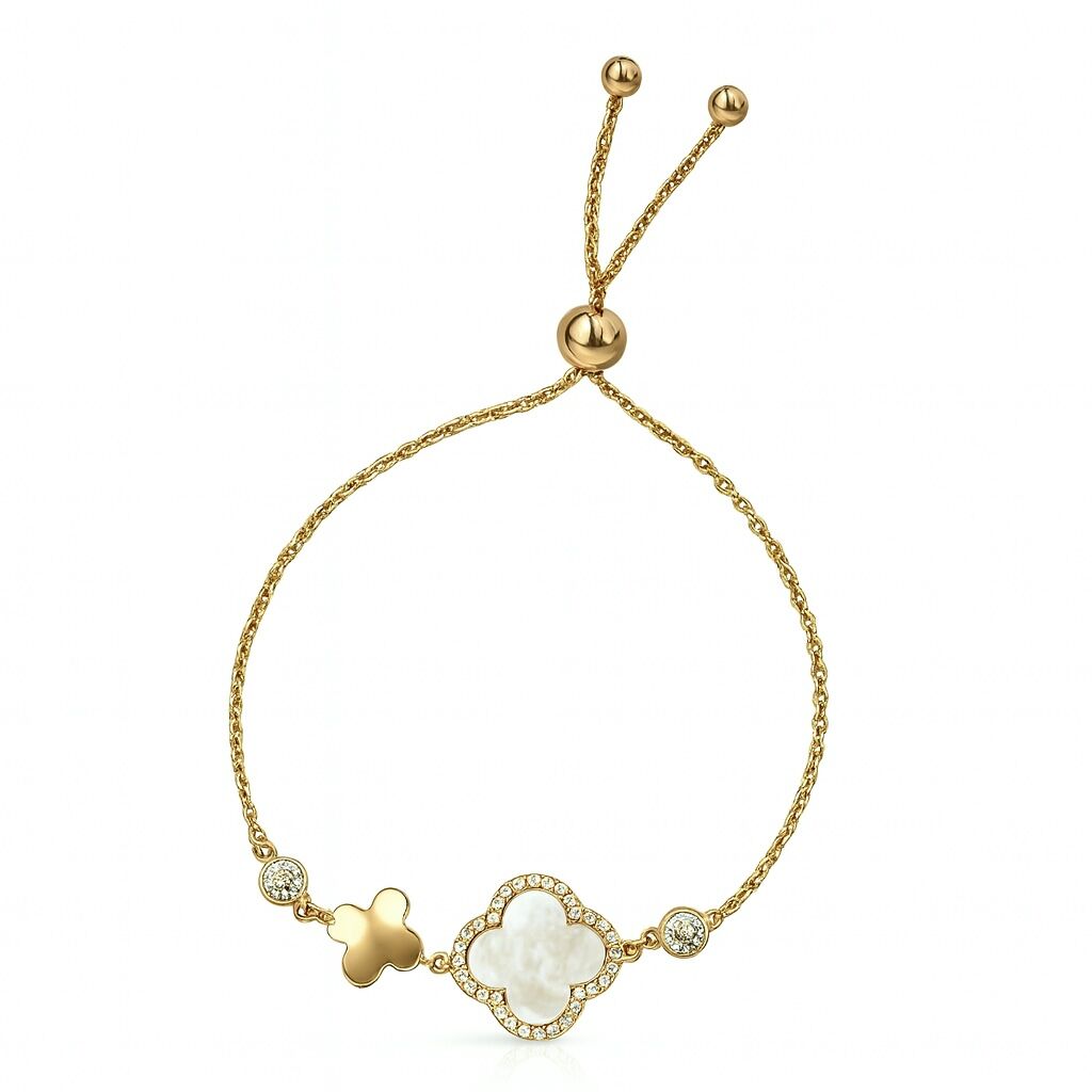 Vionne Yonca Bileklik Gold/Sedef