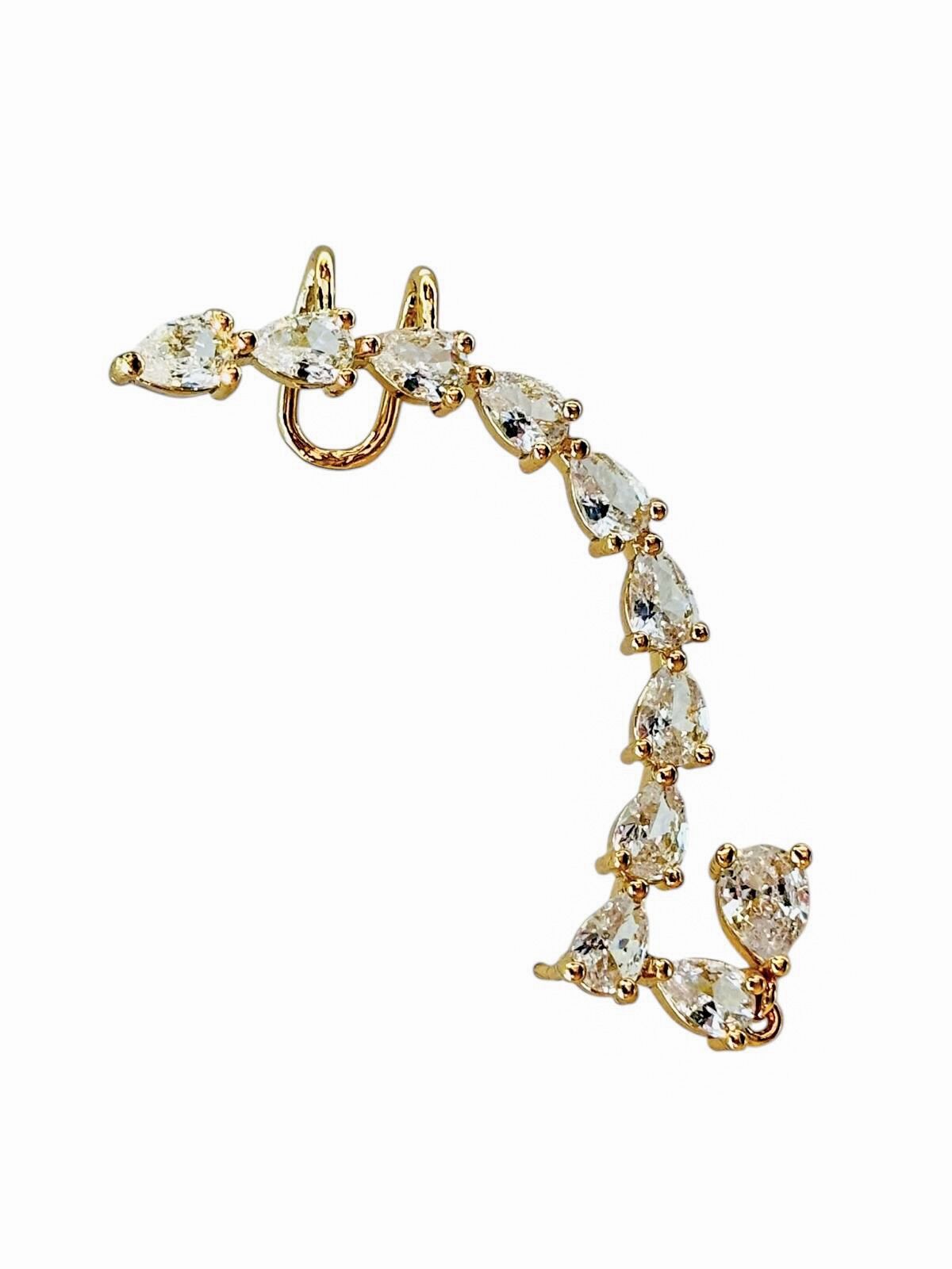 Taşlı Büyük Cuff Küpe