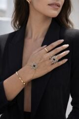 Nox Göz Motifli Zirkon Taşlı Gold Yüzük