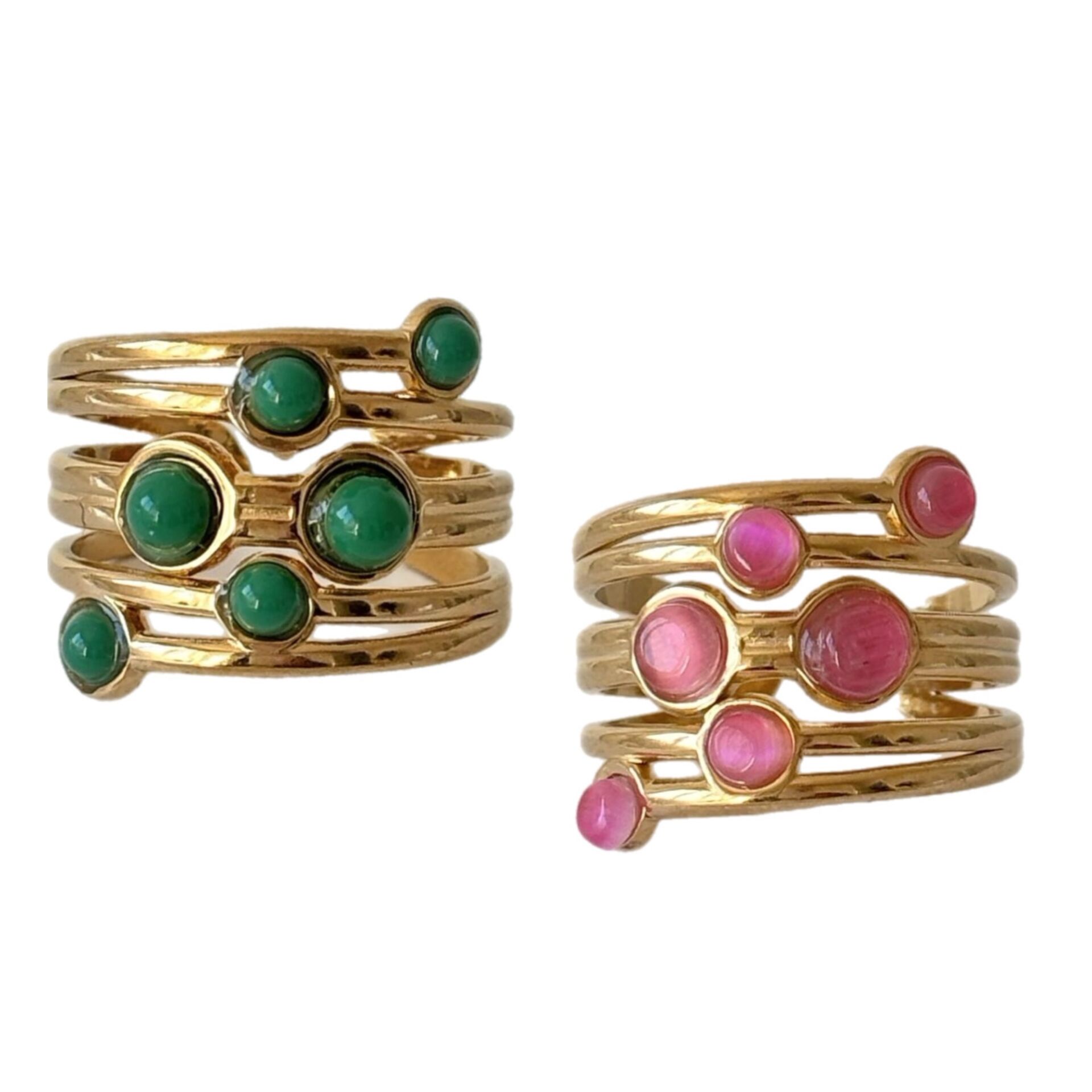 Renkli Taşlı Sarmal Yüzük