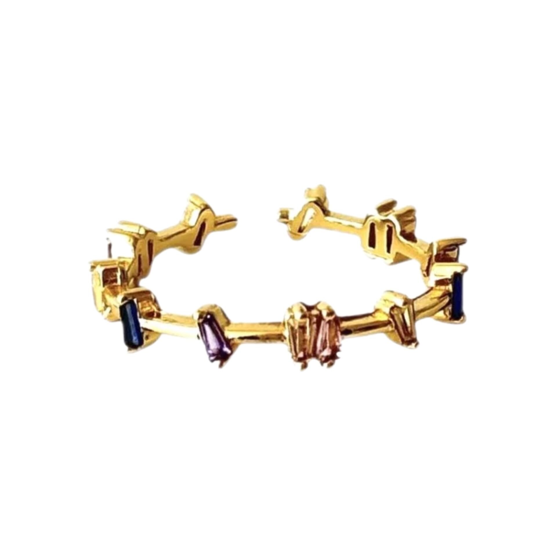 İnce Renkli Taşlı Yüzük