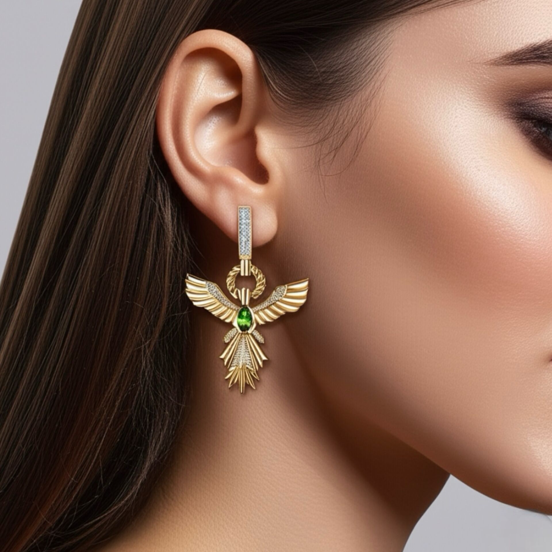 Taşlı Anka Kuşu Küpe