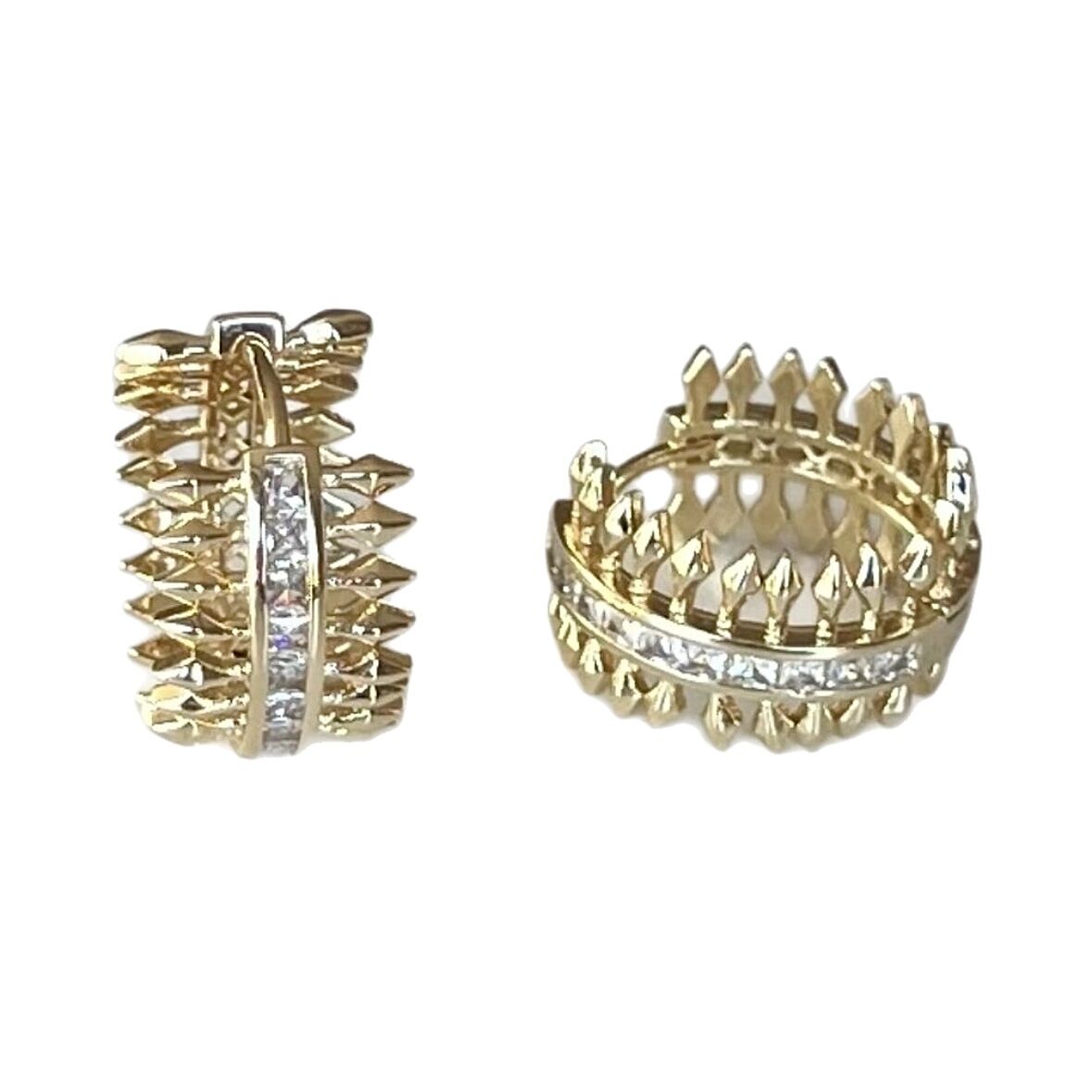 Taşlı Taç Halka Küpe