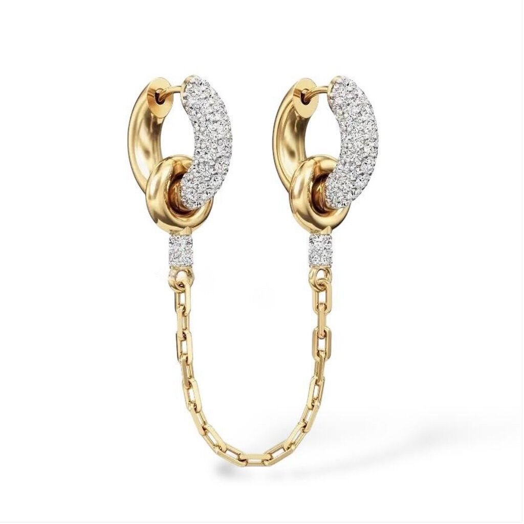 Zincirli Halka İkili Küpe