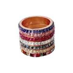 Renkli Taşlı Halka Yüzük