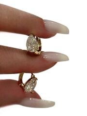 Elia Damla Kesim Taşlı Altın Kaplama Küpe