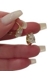 Elia Damla Kesim Taşlı Altın Kaplama Küpe