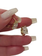 Elia Damla Kesim Taşlı Altın Kaplama Küpe