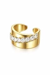 Slash Çapraz Taşlı Altın Kaplama Yüzük