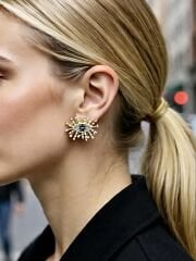 Nox Taş Detaylı Gold Göz Küpe