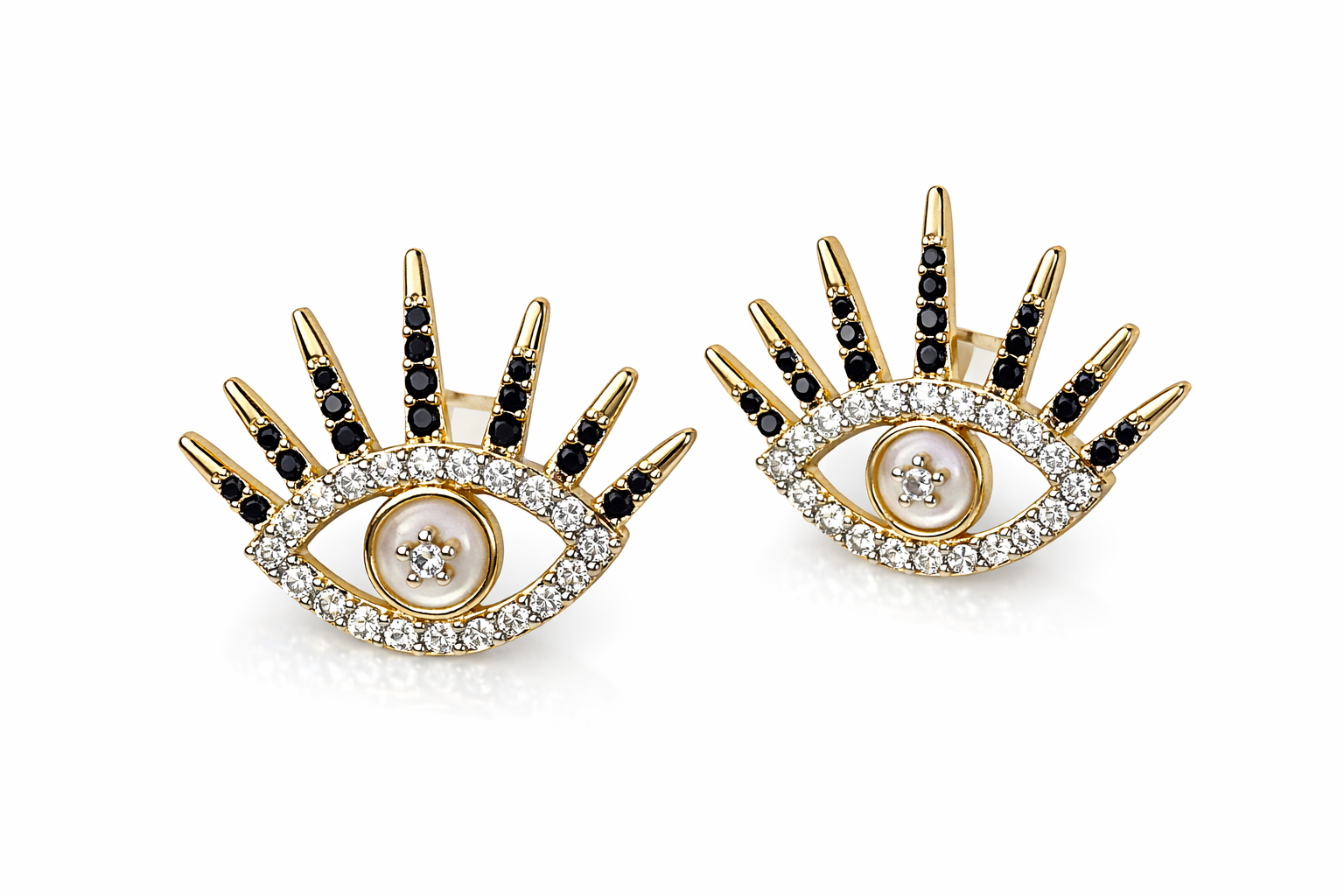 The Eye Taş Detaylı Gold Göz Küpe