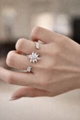 Selene Taş Detaylı Gold İkili Yüzük