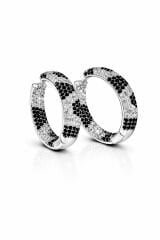 Raven Siyah Taşlı Silver Halka Küpe