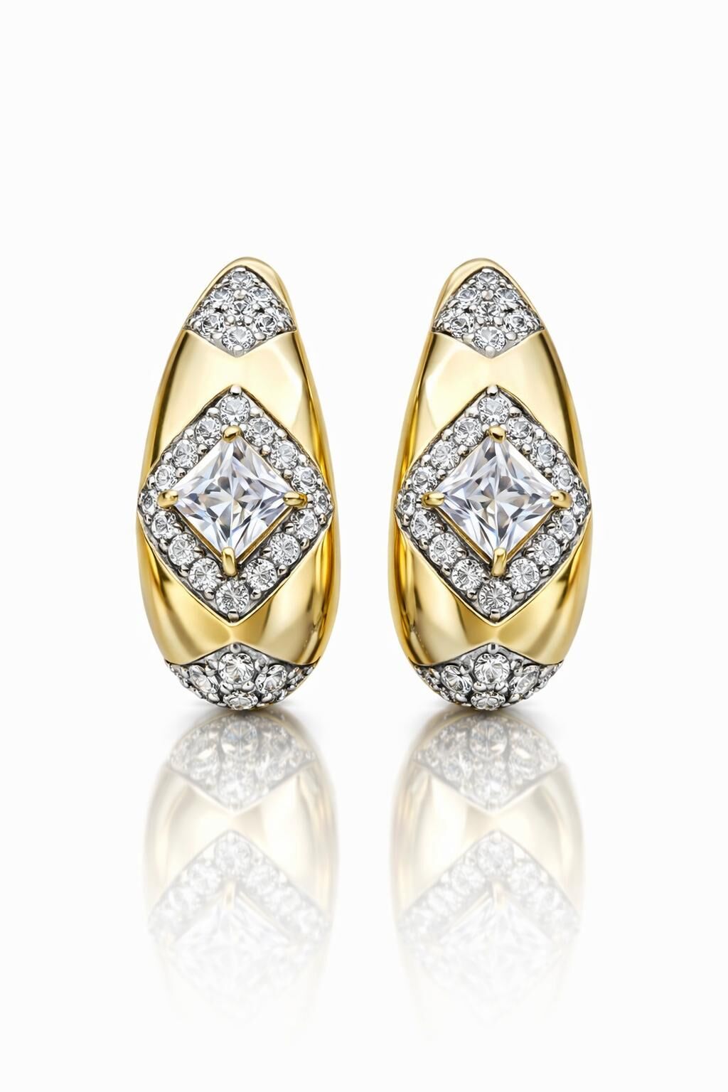 Noctis Baget Zirkon Taşlı Gold Küpe