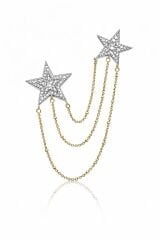 Nova Zirkon Taşlı Gold Zincirli Yıldız Ear Cuff Küpe