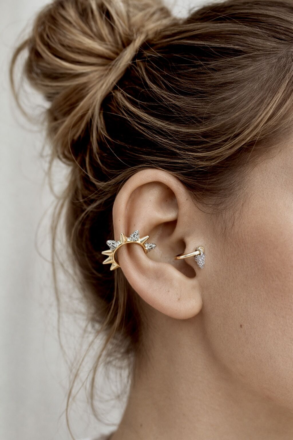 Lyn Deliksiz Ear Cuff Ve Tragus Pearcing İkili Küpe