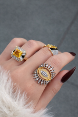 Veyra Bold Zirkon Taşlı Göz Detaylı Nazar Yüzük