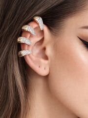 Curve Zirkon Taşlı Spiral Ear Cuff Küpe