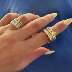 Klipsli Çoklu Taşlı Yüzük