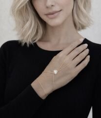 Lova Kalp Formlu Taş Detaylı Gold Şahmeran