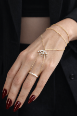 Arden Eye Göz Figürlü Gold Taşlı Şahmeran