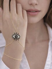 Vanthe Eye Şahmeran Göz Figürlü Gold Renk Zincir El Takısı