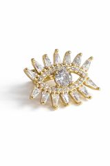 Auren Eye Cuff Gold Taş Detaylı Göz Figürlü Deliksiz Kıkırdak Küpesi