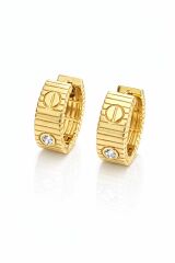 Core Hoop Gold Taş Detaylı Modern Tasarım Şık Halka Küpe