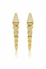 Zyra Yılan Figürlü Taşlı Gold Uzun Küpe