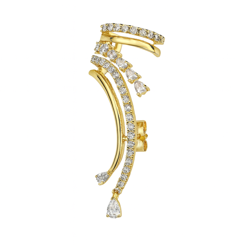 Taşlı Dore Sarmal Ear Cuff Küpe