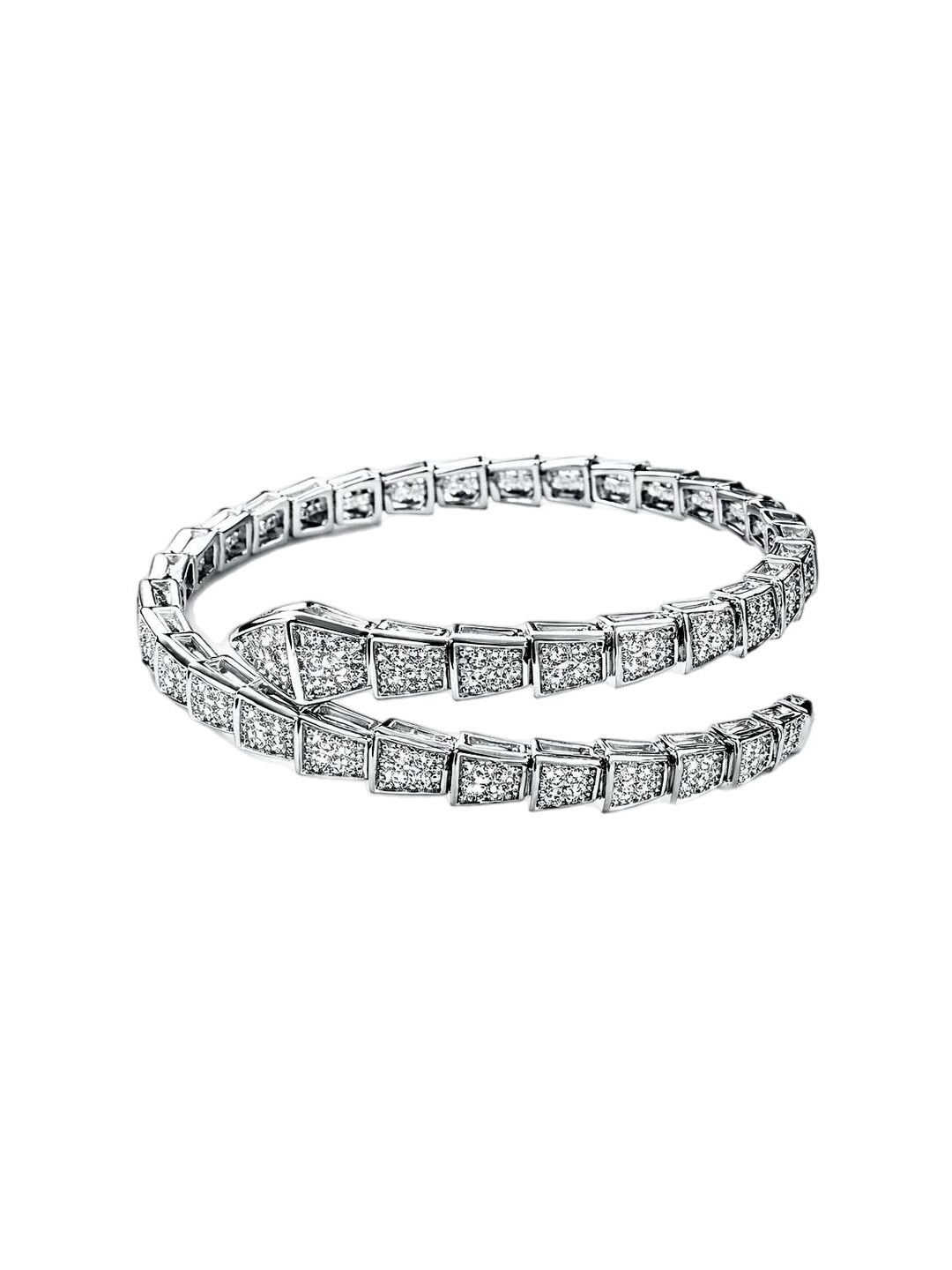 Zyra Yılan Figürlü Taşlı Silver Bileklik