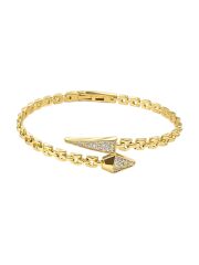 Nera Snake Yılan Figürlü Taş Detaylı Gold Kelepçe Bileklik