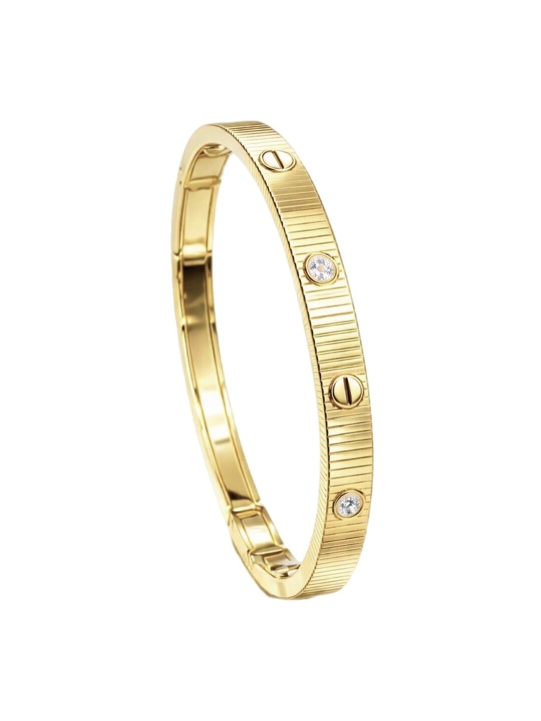 Core Taşlı Gold Kelepçe Bileklik