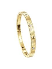 Core Taşlı Gold Kelepçe Bileklik