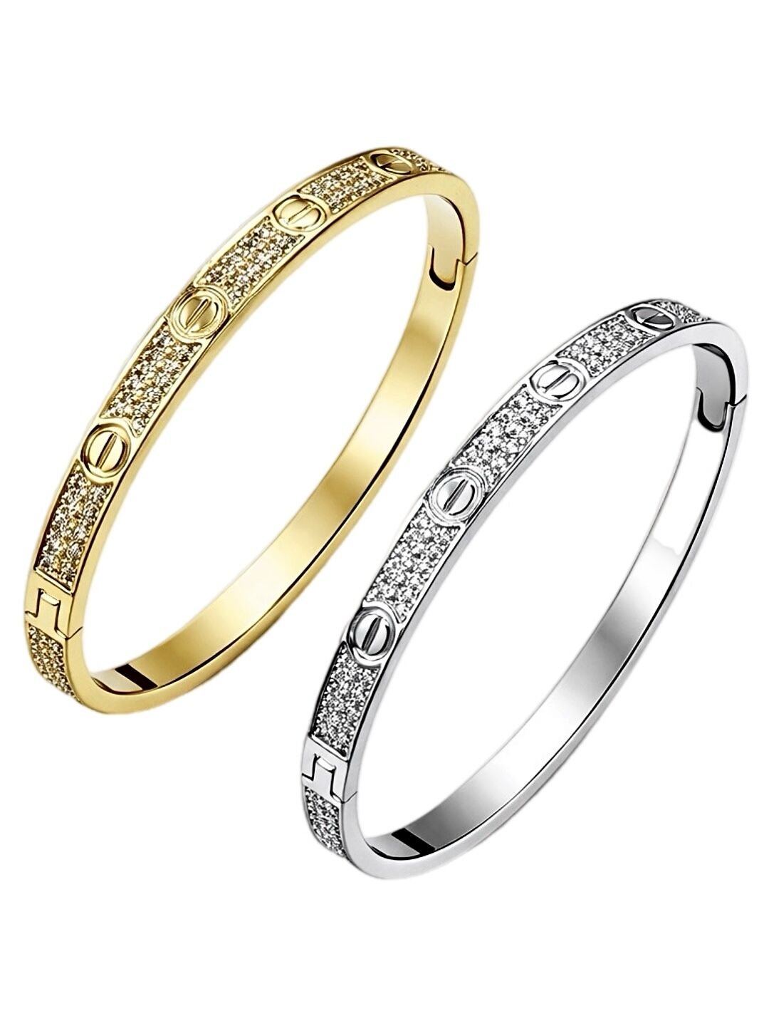 Core Pavé Taşlı Gold Kelepçe Bileklik