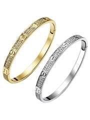 Core Pavé Taşlı Gold Kelepçe Bileklik