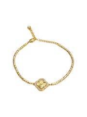 Nova Clover Taş Detaylı Gold Bileklik