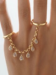 Zincir Taşlı İkili Yüzük