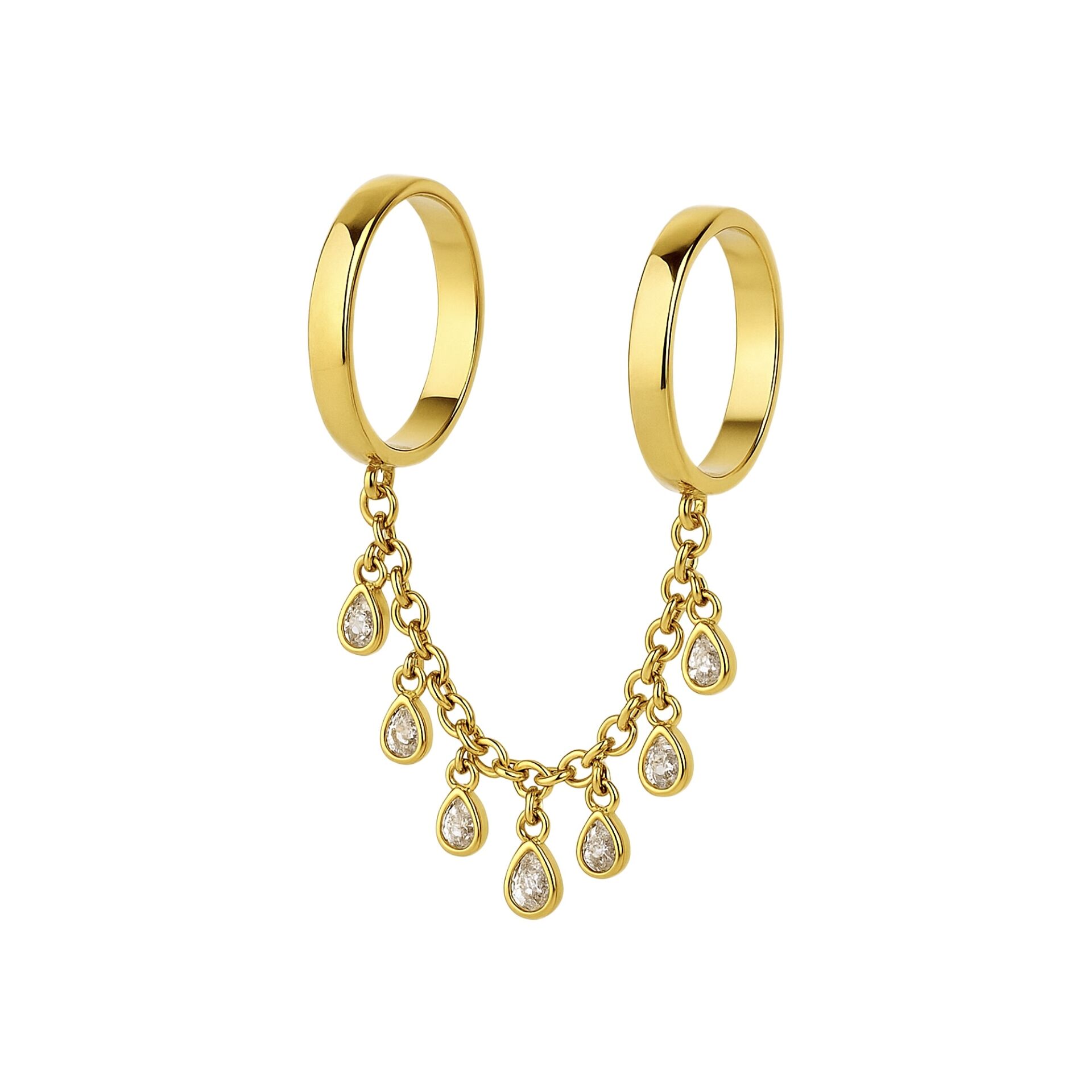 Zincir Taşlı İkili Yüzük