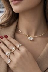 Aurel Marquise Choker – Markiz Kesim Taşlı Altın Renk Tasma Kolye