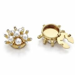 Sense of Atelier Daisy Pearl Eclat İnci Detaylı Düğme Broşu (Çift)
