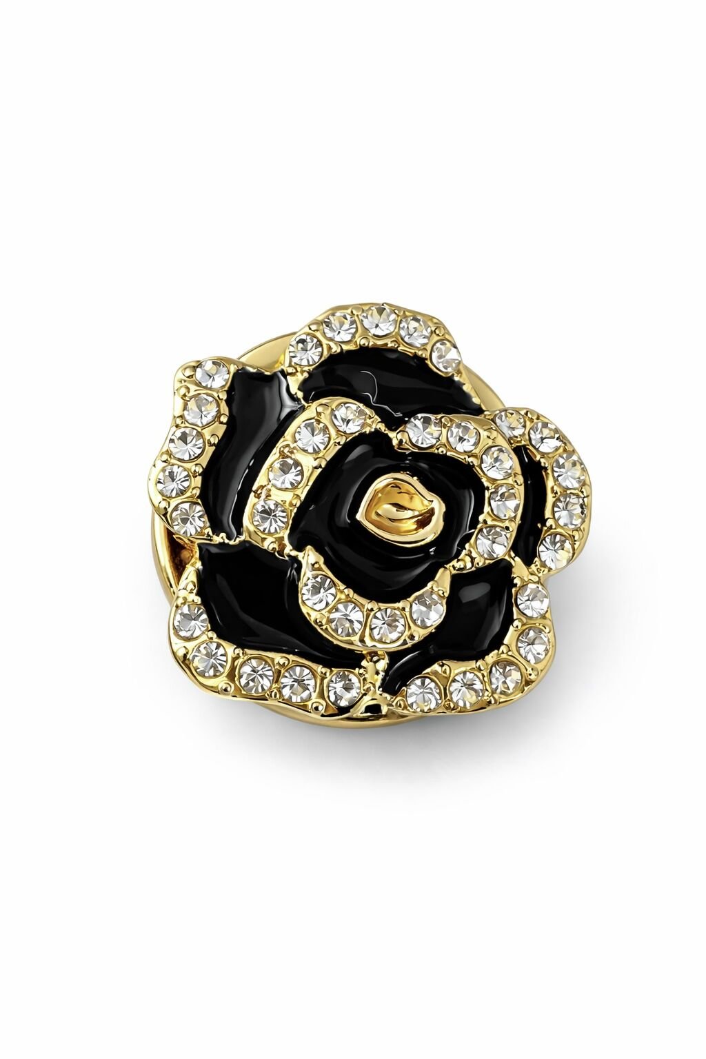 Sense of Atelier Noir Rose Eclat Siyah Gül Taşlı Düğme Broşu (Çift)