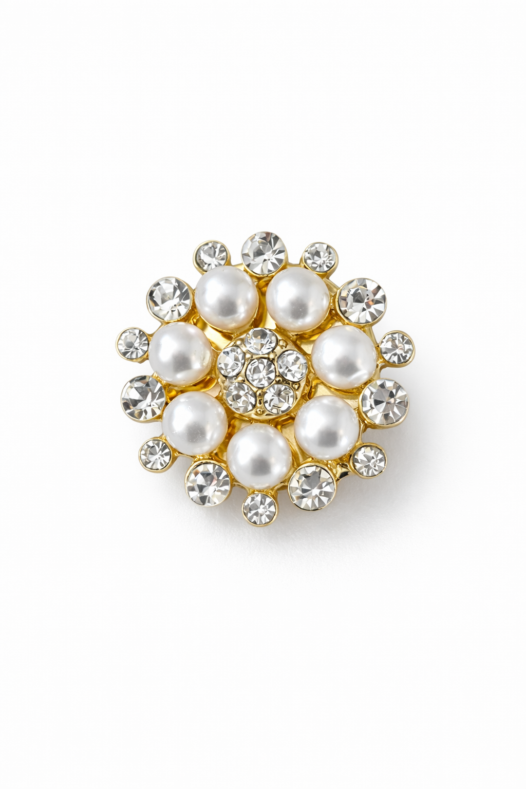 Sense of Atelier Pearl Halo Eclat İnci Detaylı Taşlı Düğme Broşu (Çift)(