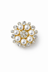 Sense of Atelier Pearl Halo Eclat İnci Detaylı Taşlı Düğme Broşu (Çift)(