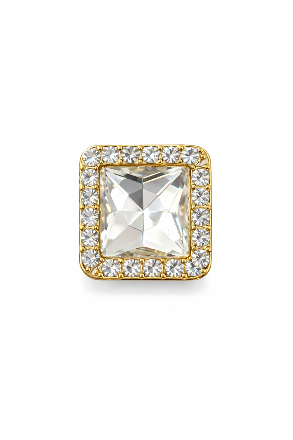 Sense of Atelier Lumi Square Eclat Kare Taşlı Işıltılı Düğme Broşu (Çift)