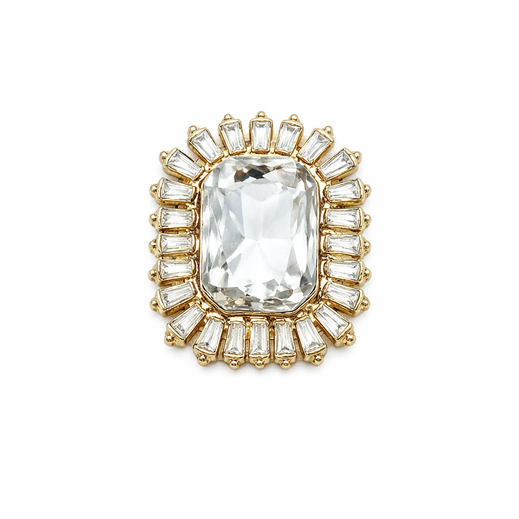 Sense of Atelier Regal Halo Eclat Baget Taşlı Işıltılı Düğme Broşu (Çift)