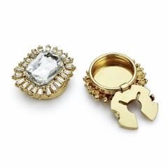 Sense of Atelier Regal Halo Eclat Baget Taşlı Işıltılı Düğme Broşu (Çift)