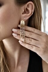 Icon Spike Drop Gold Taşlı Şık Küpe