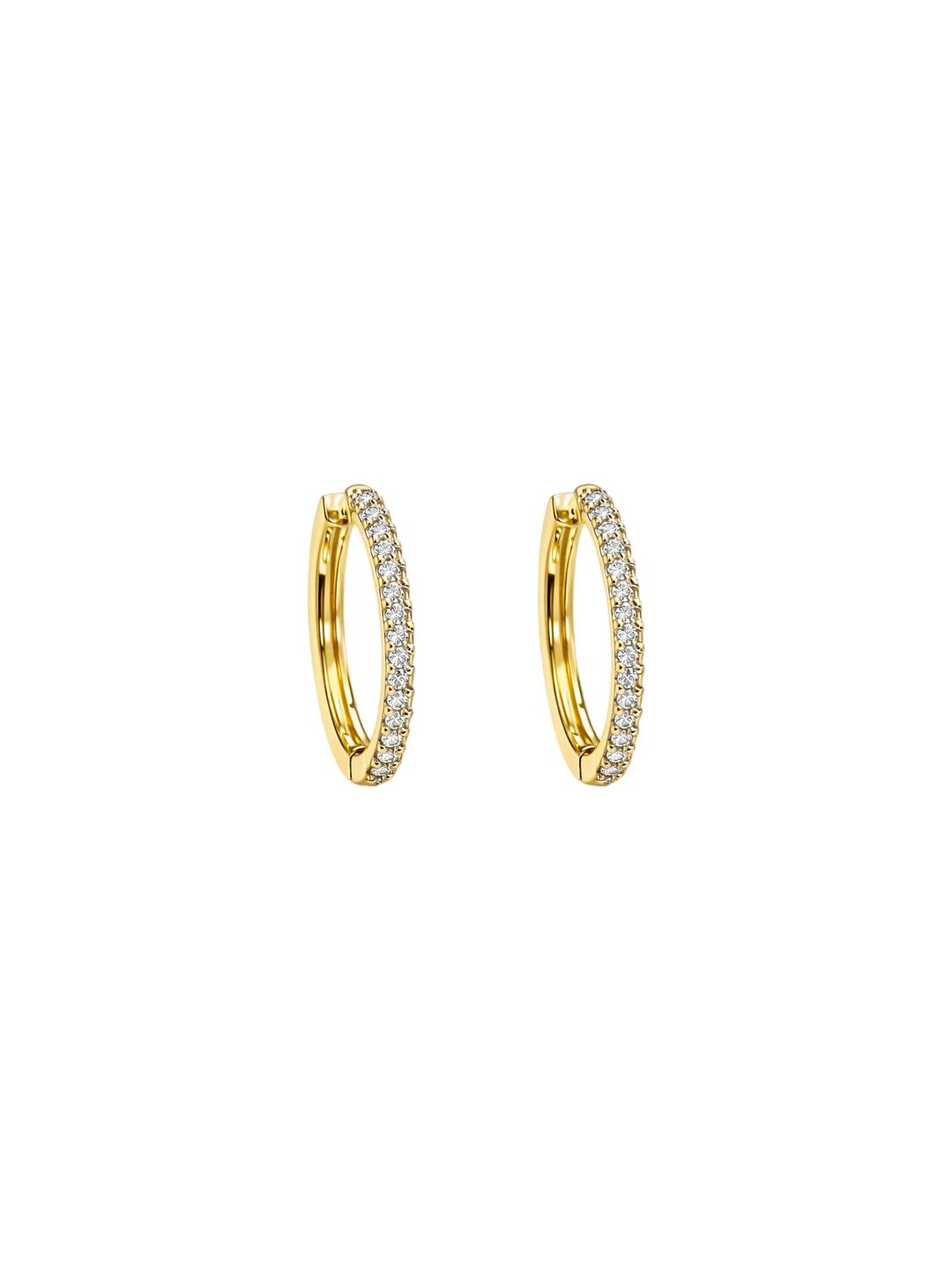 Luna Spark Hoop Taşlı Gold Halka Küpe Beyaz Taş